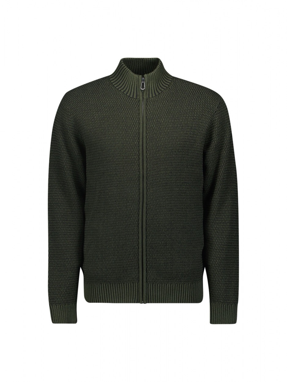 No Excess Pullover full zipper 2 coloured donker