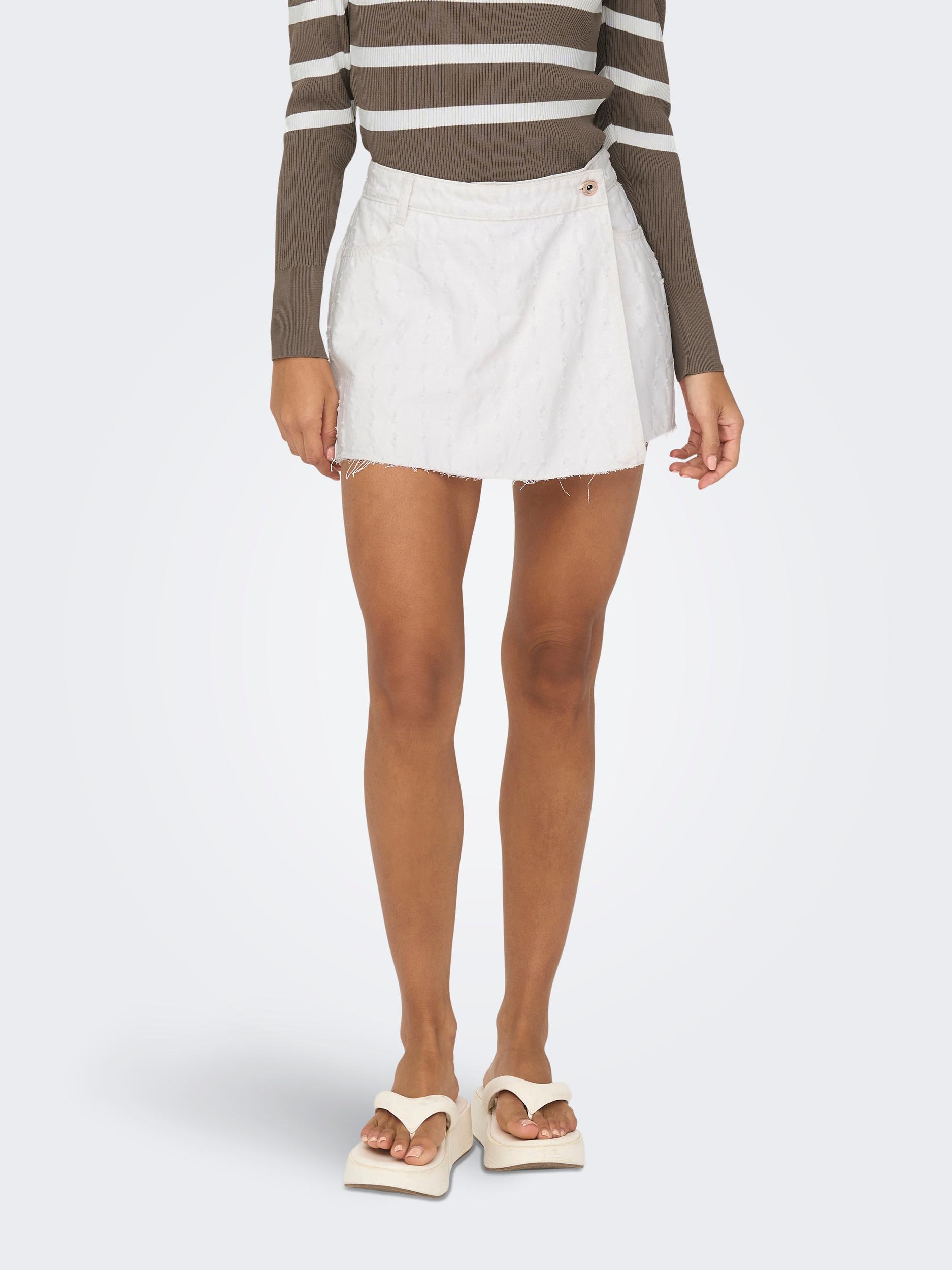 Only Onltexas reg white punch dnm skort