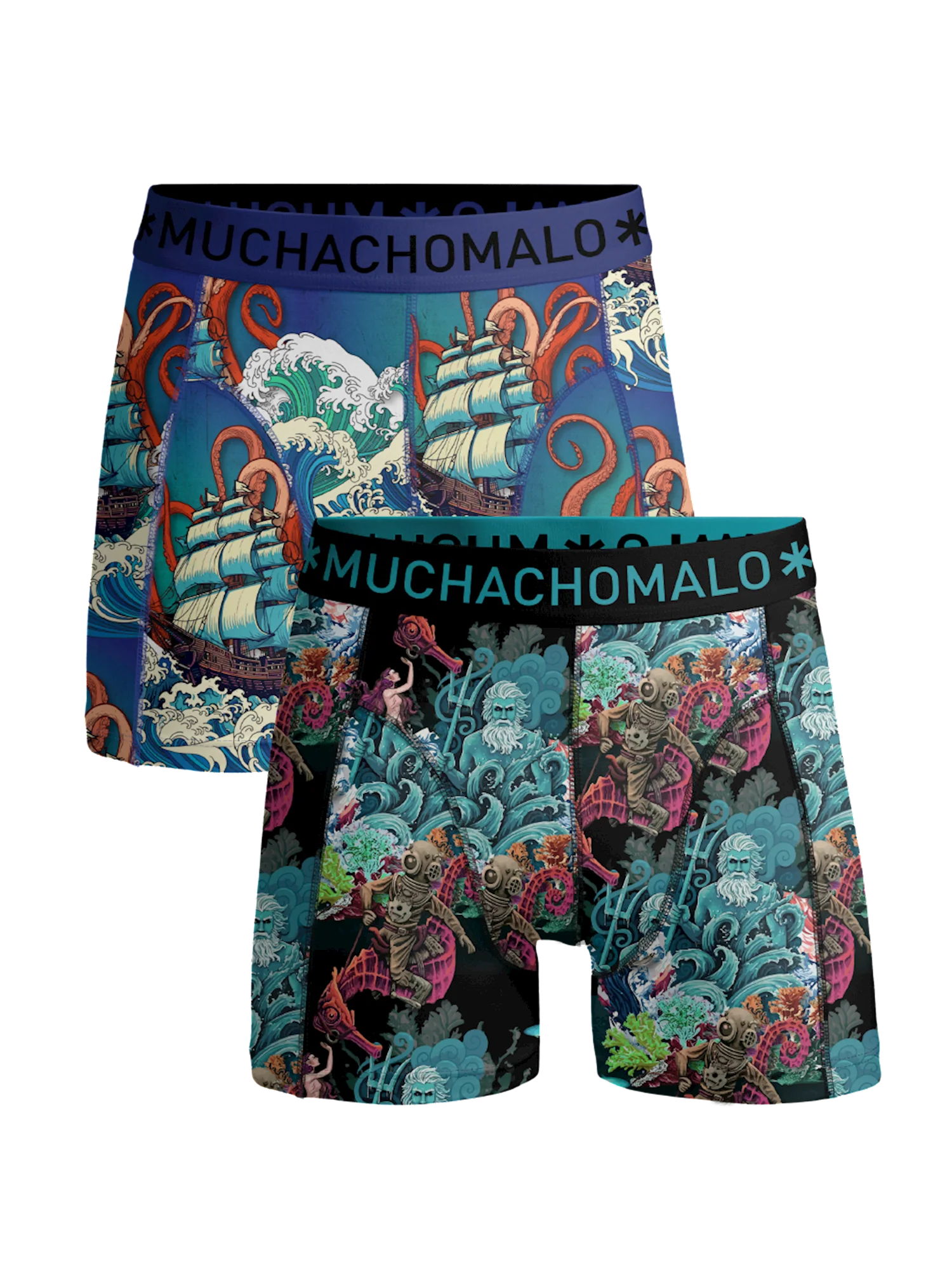 Muchachomalo Jongens 2-pack boxershorts water elements