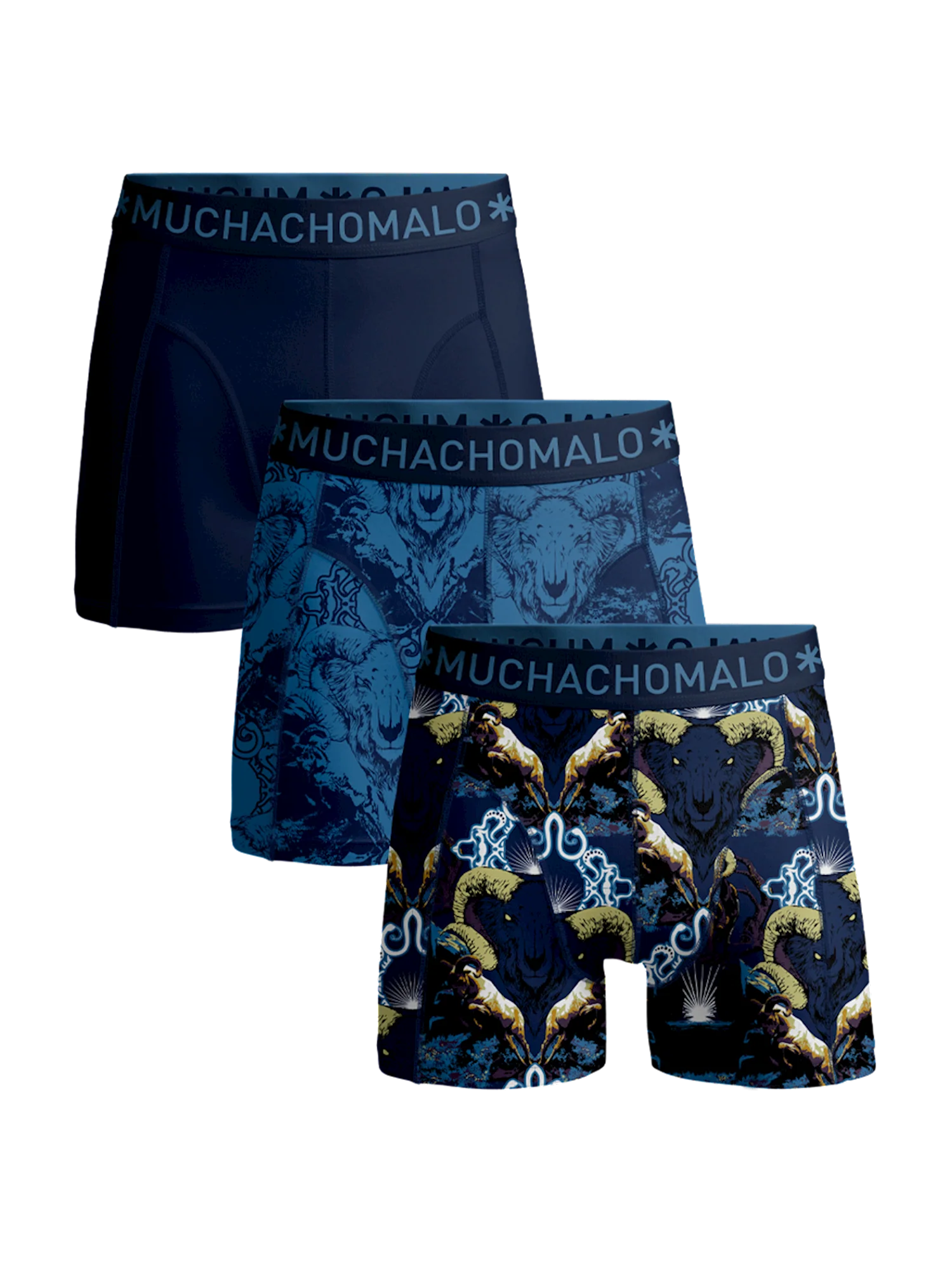 Muchachomalo Jongens 3-pack boxershorts print/effen