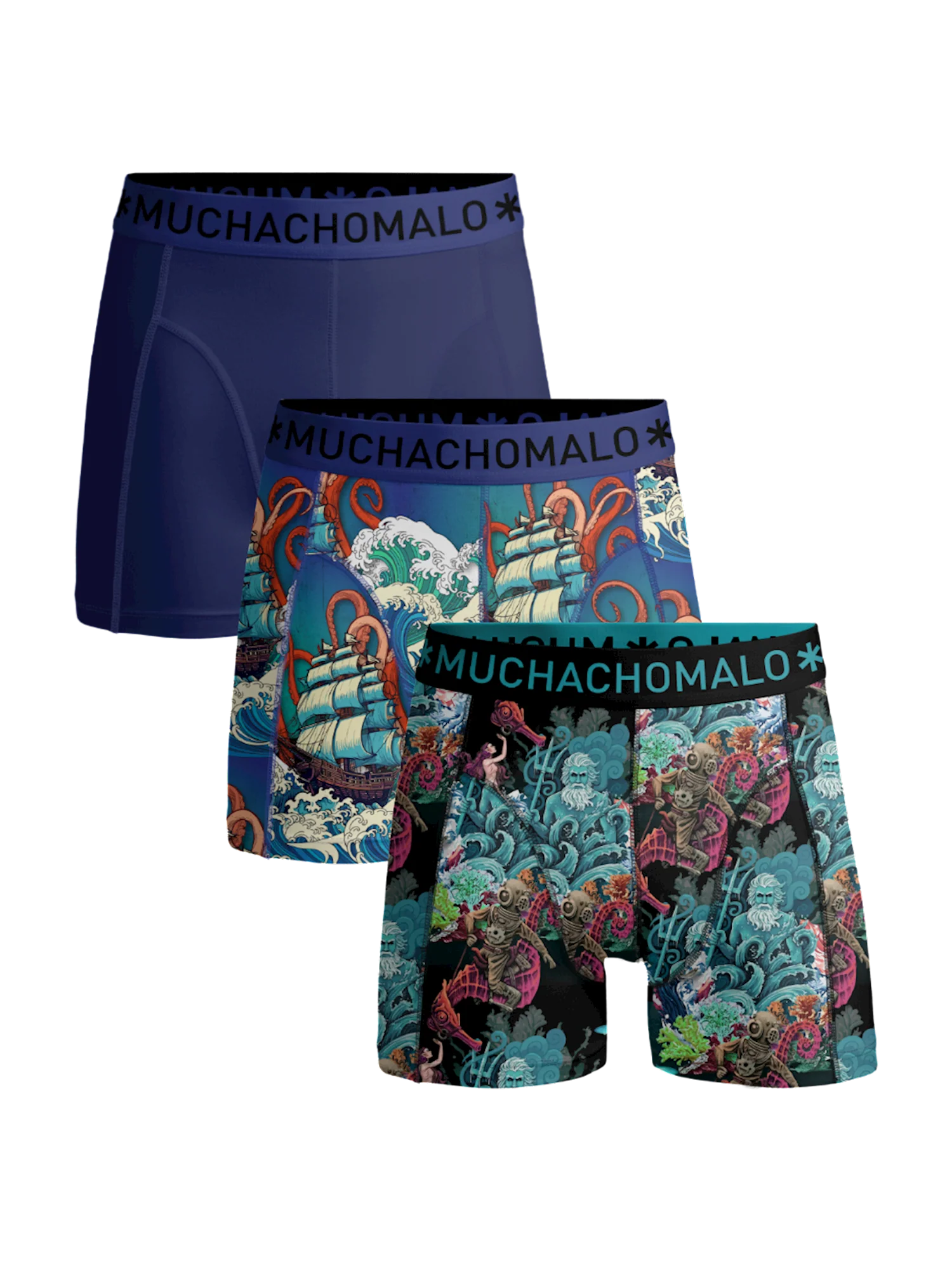 Muchachomalo Jongens 3-pack boxershorts water elements