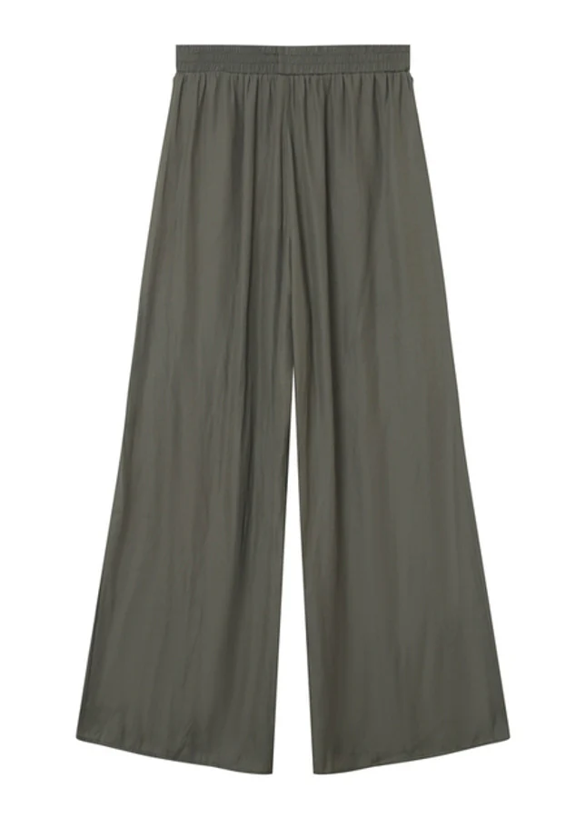 Grace & Mila Kaki satijnlook wijde pantalon matcha