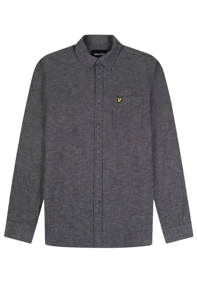 Lyle and Scott Cotton linen button down shirt lange mouw overhemden