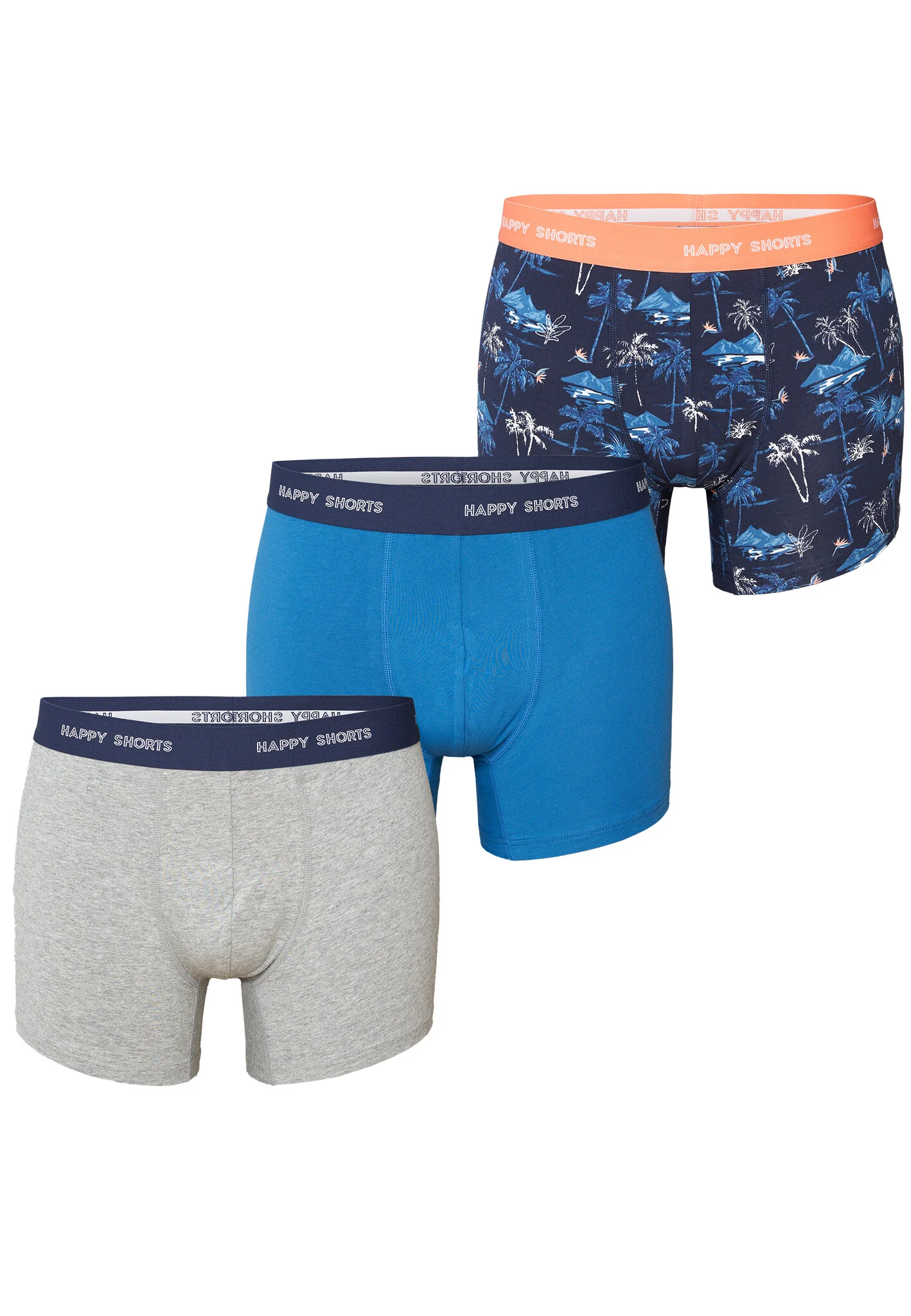 Happy Shorts Heren boxershorts trunks palms 3-pack
