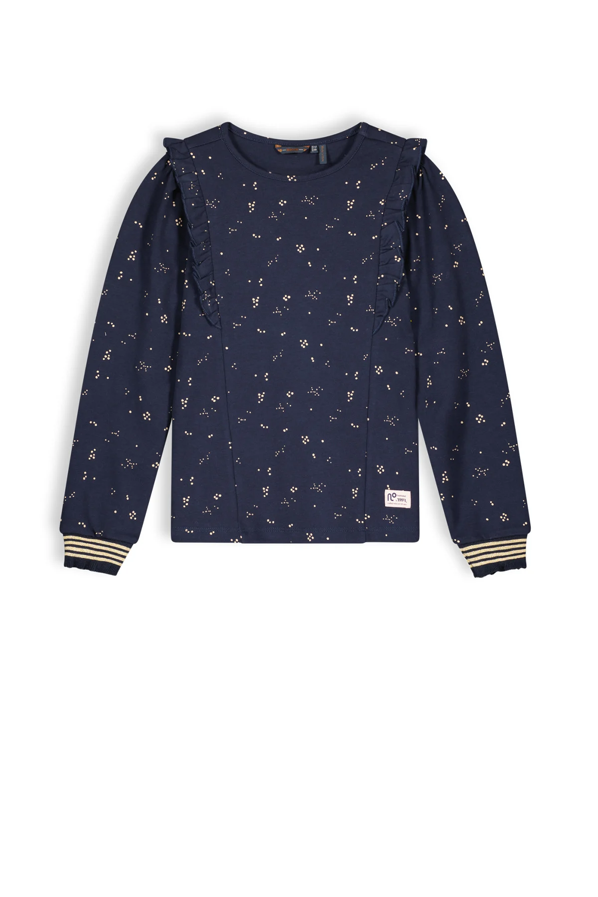 NoNo Meisjes top jersey met ruffel kean navy