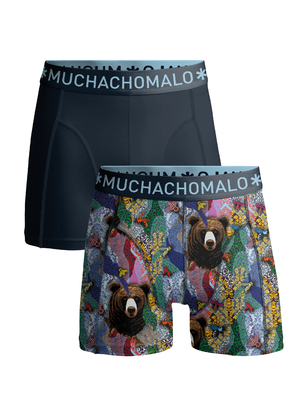 Muchachomalo Jongens 2-pack boxershorts print/effen