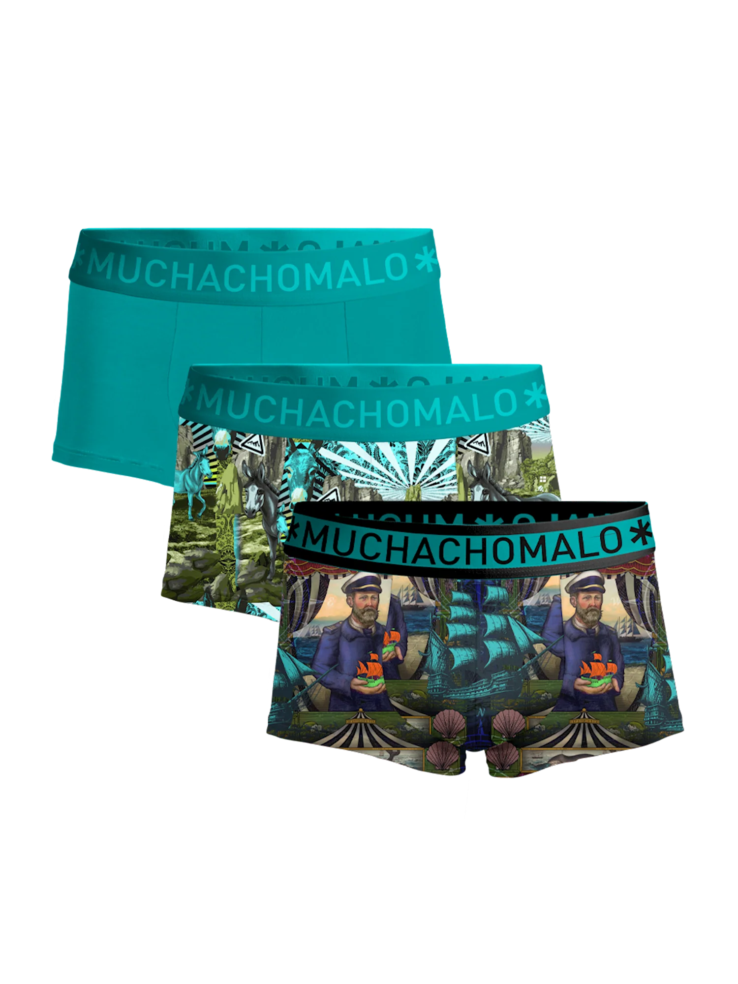 Muchachomalo Heren 3-pack trunks captain donkey