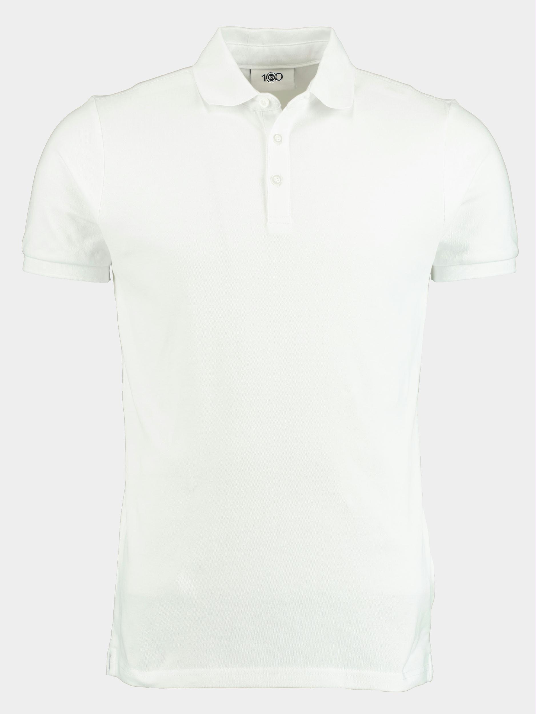 Bos Bright Blue Polo korte mouw oscar polo fine pique plain 22108os03bo/100 white