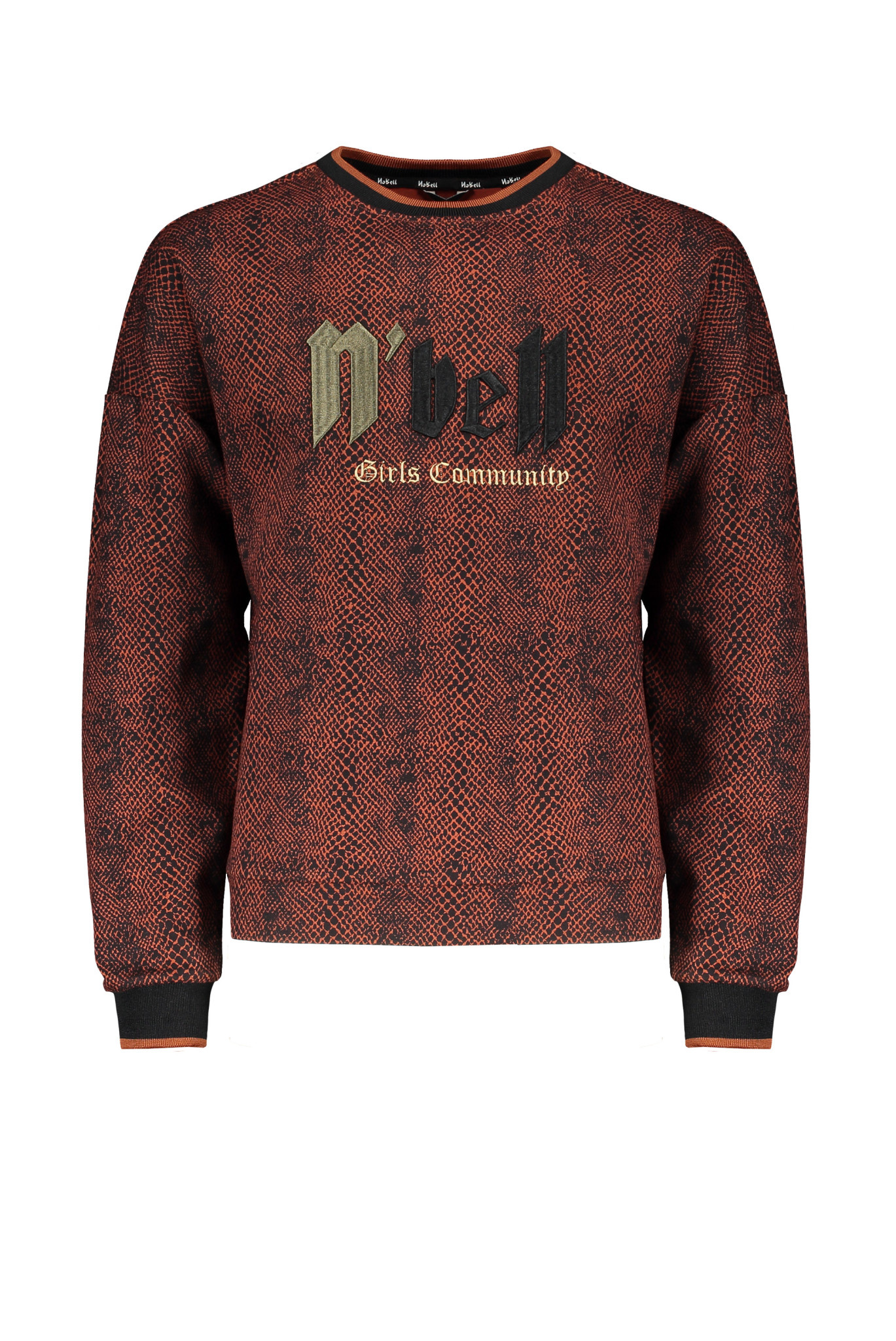 NoBell Meiden oversized sweater kay crocodile aop piment