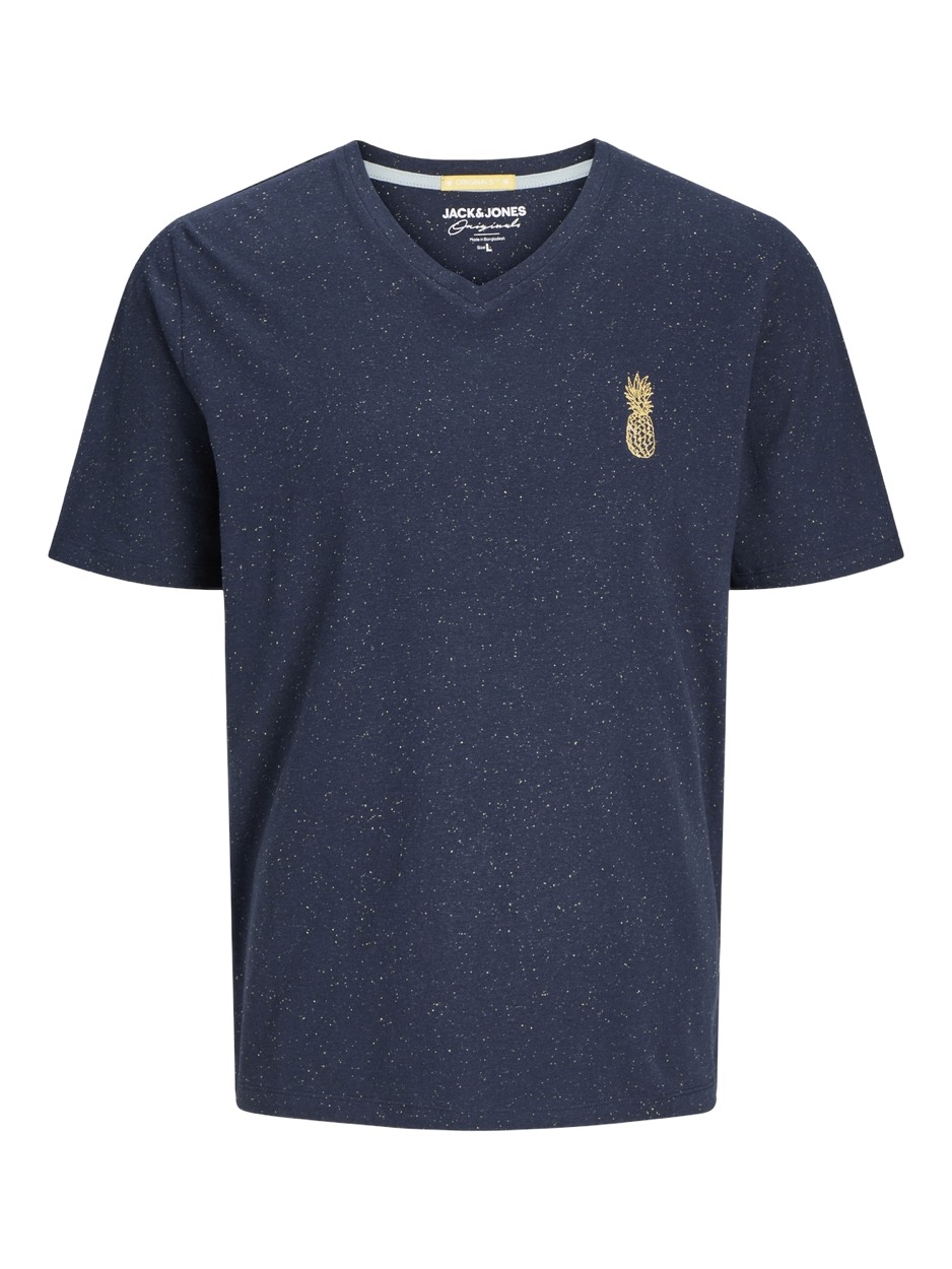 Jack & Jones Jorpalm emb tee ss v-neck dut navy