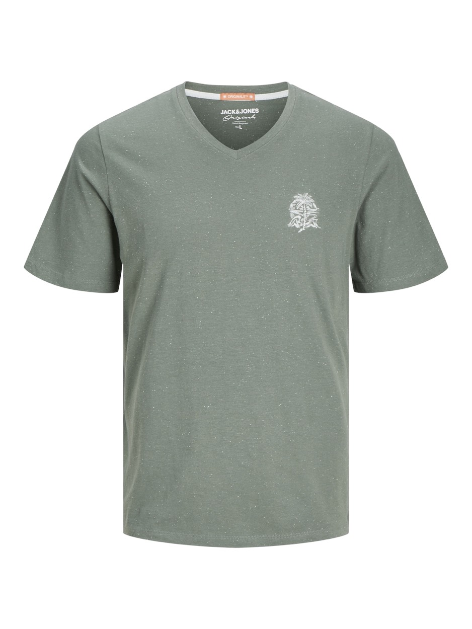 Jack & Jones Jorpalm emb tee ss v-neck dut dessin