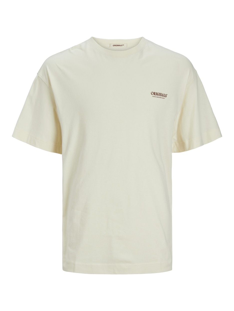 Jack & Jones Jormykonos geo back tee ss crew nec ecru