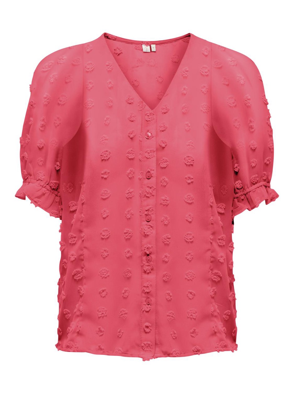 Only Onlpixi dobby life ss frill top wvn fuchsia