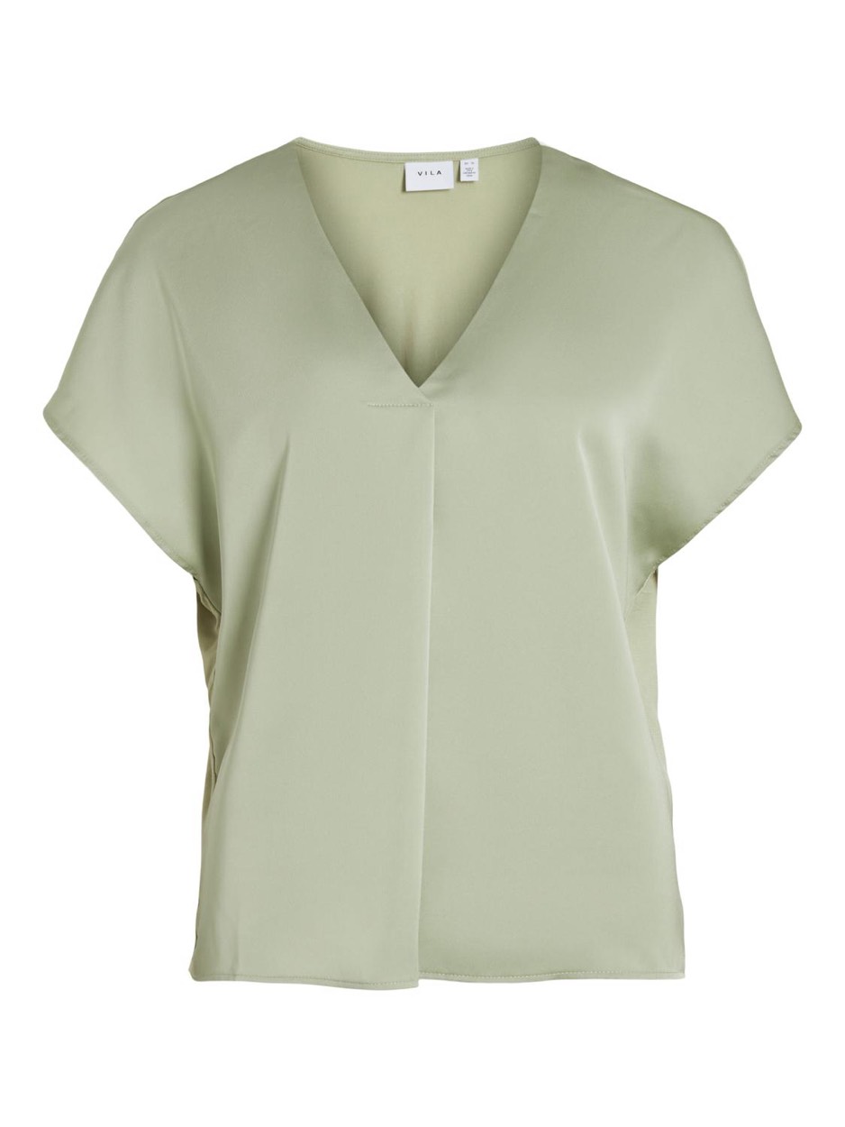 Vila Viellette v-neck ss satin top no oud