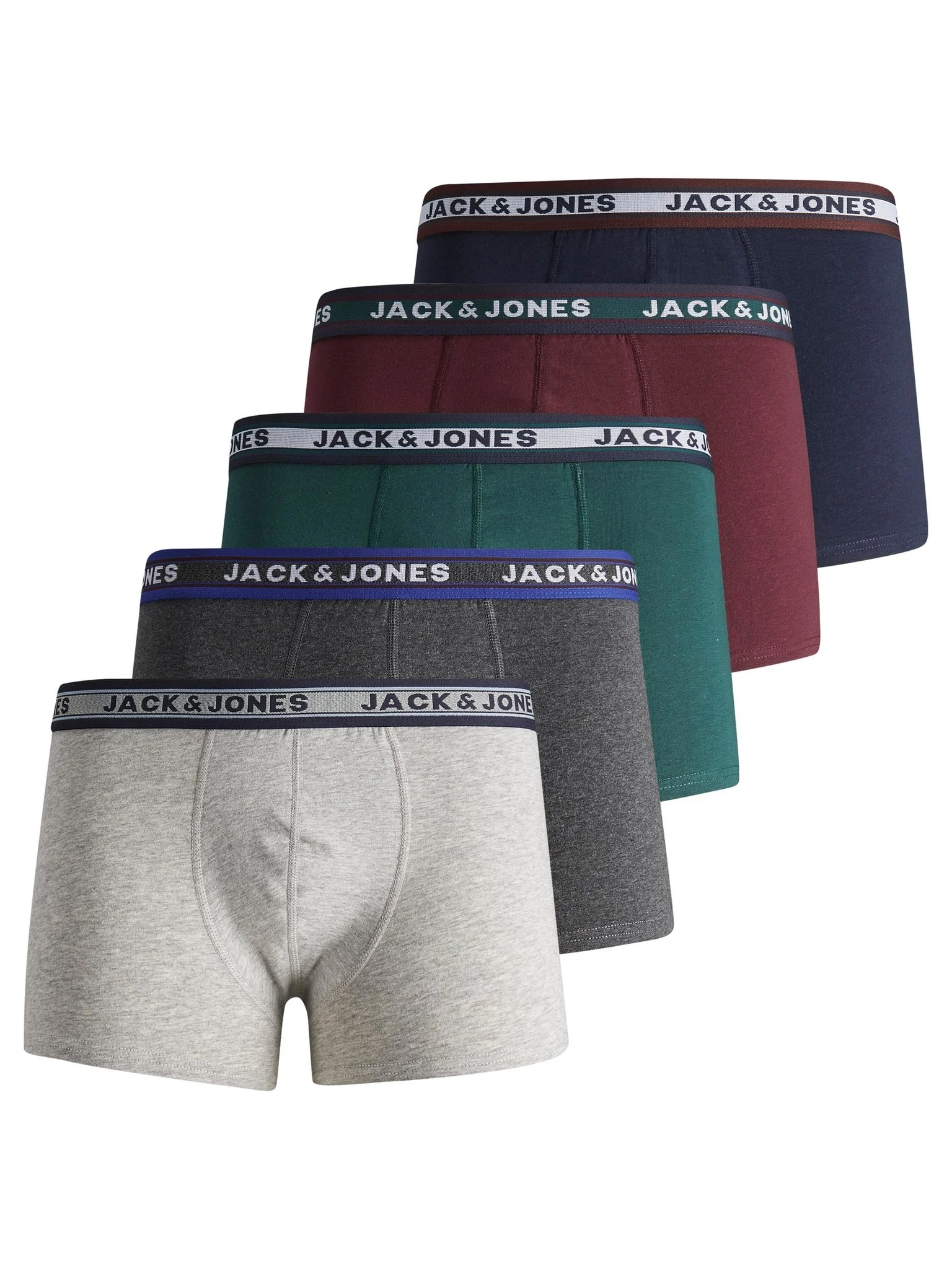 Jack & Jones Boxershorts heren trunks friday pack 5-pack dark grey melange