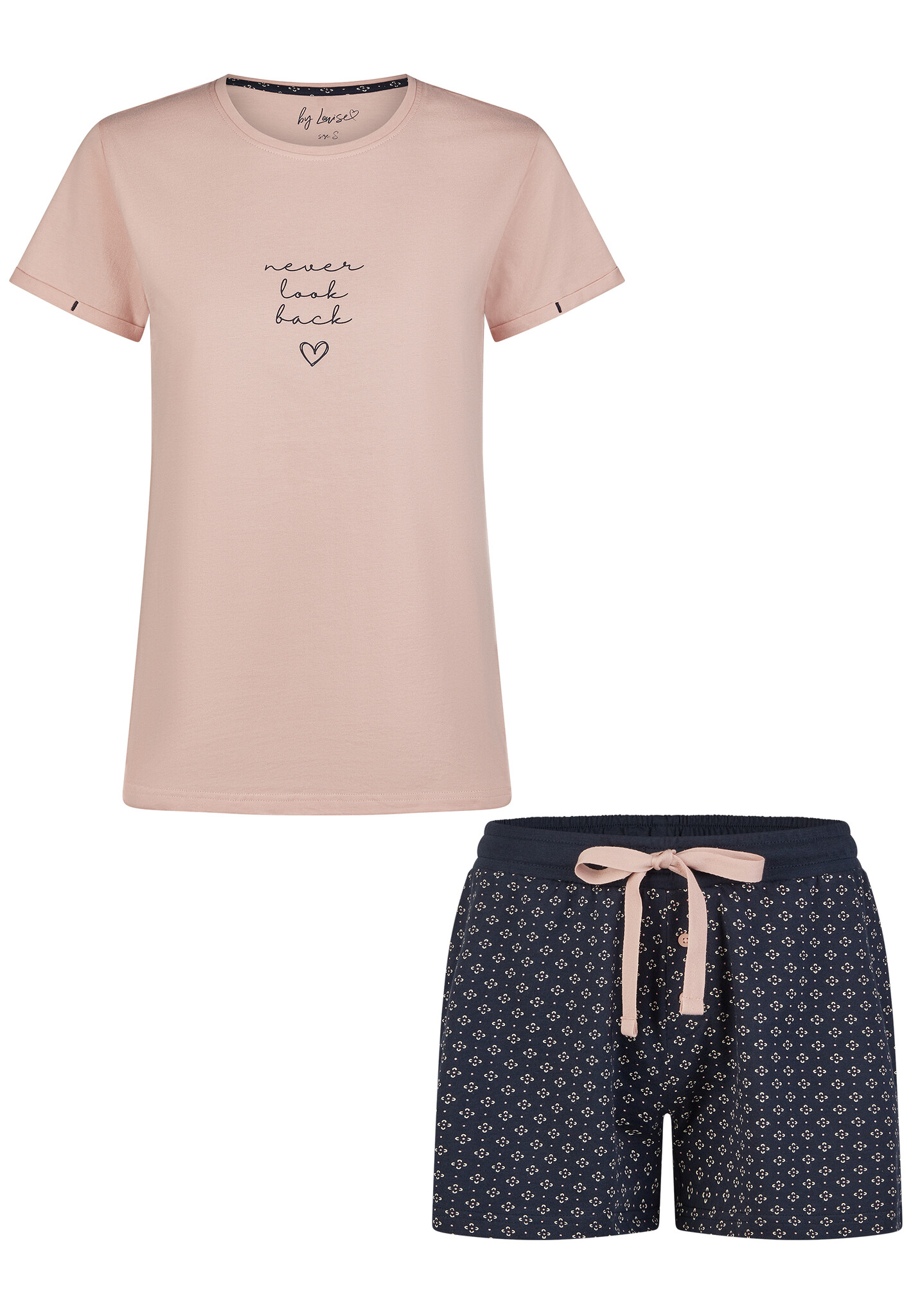 By Louise Dames korte pyjama set shortama roze