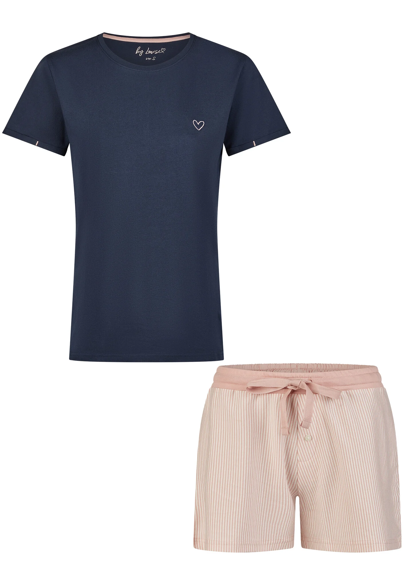 By Louise Dames korte pyjama set shortama blauw