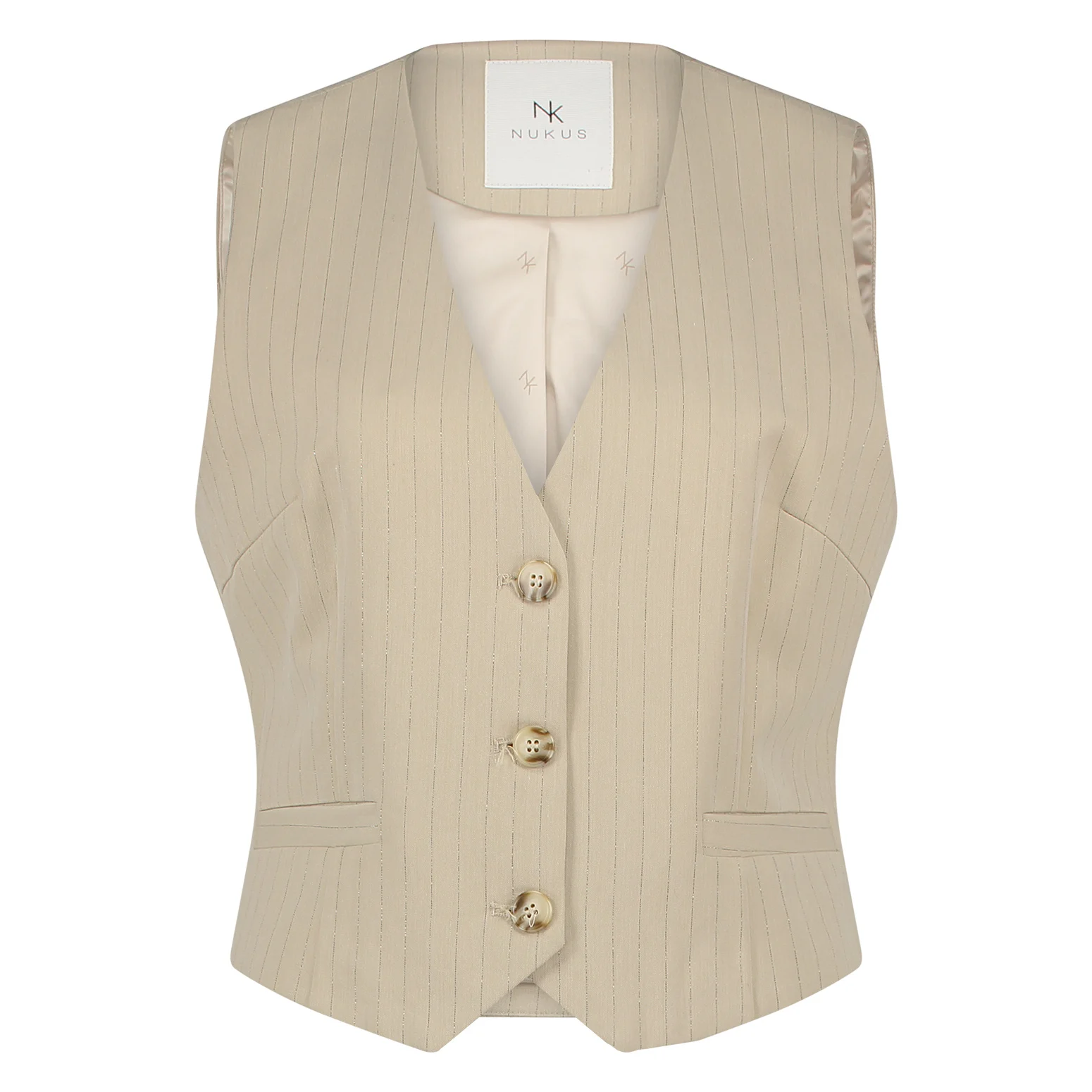 Afbeelding van Nukus Fw24184 9 carrera gilet stripe sand