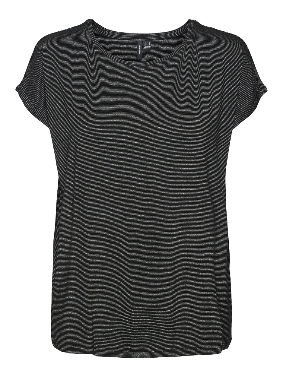 Vero Moda Shirt met ronde hals VMLAVA PLAIN SS TOP LUREX STRIPE