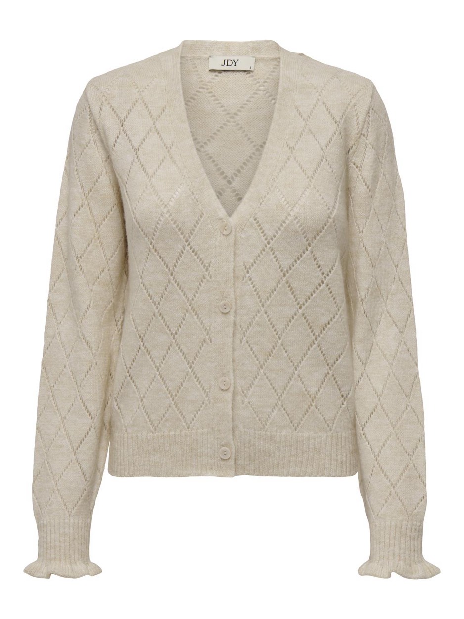 Afbeelding van Jacqueline de Yong Jdyletty ls v-neck struc cardi knt ecru