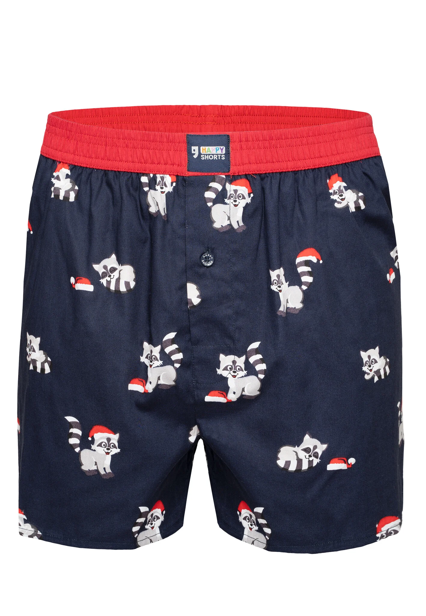 Happy Shorts X heren wijde boxershort met binnenbroek kerst wasbeer print