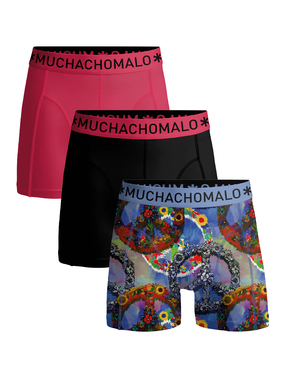 Muchachomalo Jongens 3-pack boxershorts print/effen