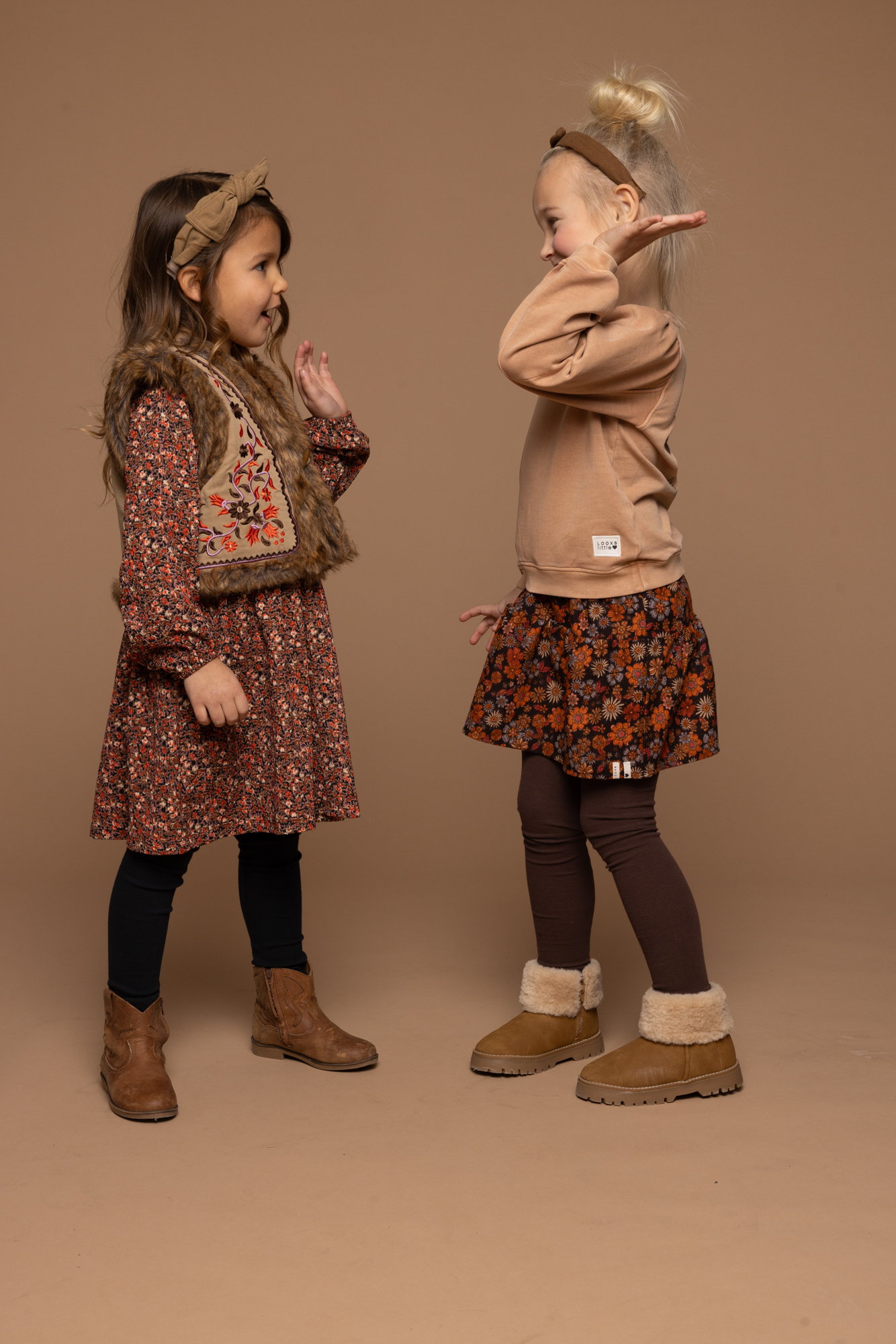 Looxs Revolution Gilet borduursels imitatie bont voor meisjes in de kleur