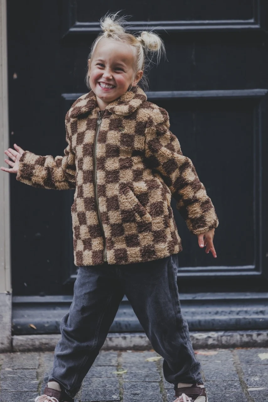 Looxs Revolution Teddy check winterjas voor meisjes in de kleur
