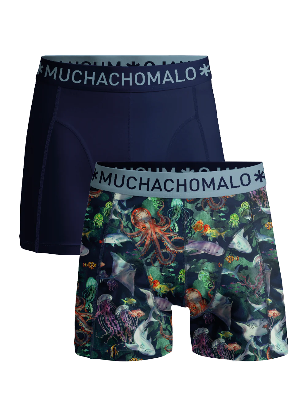 Muchachomalo Jongens 2-pack boxershorts print/effen