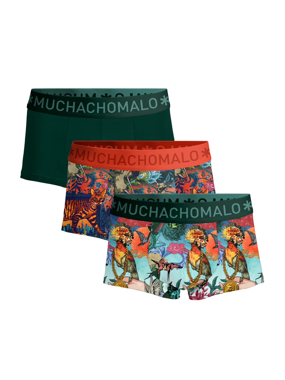 Muchachomalo Heren 3-pack trunks birdcat