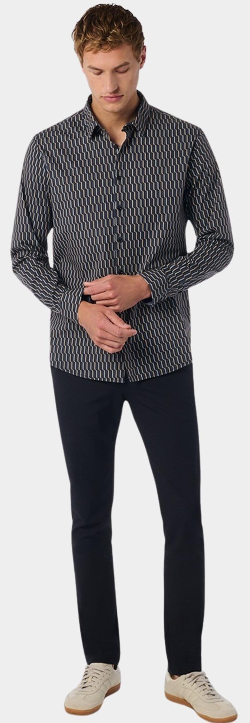 No Excess Casual hemd lange mouw shirt stretch allover printed 25430711/020