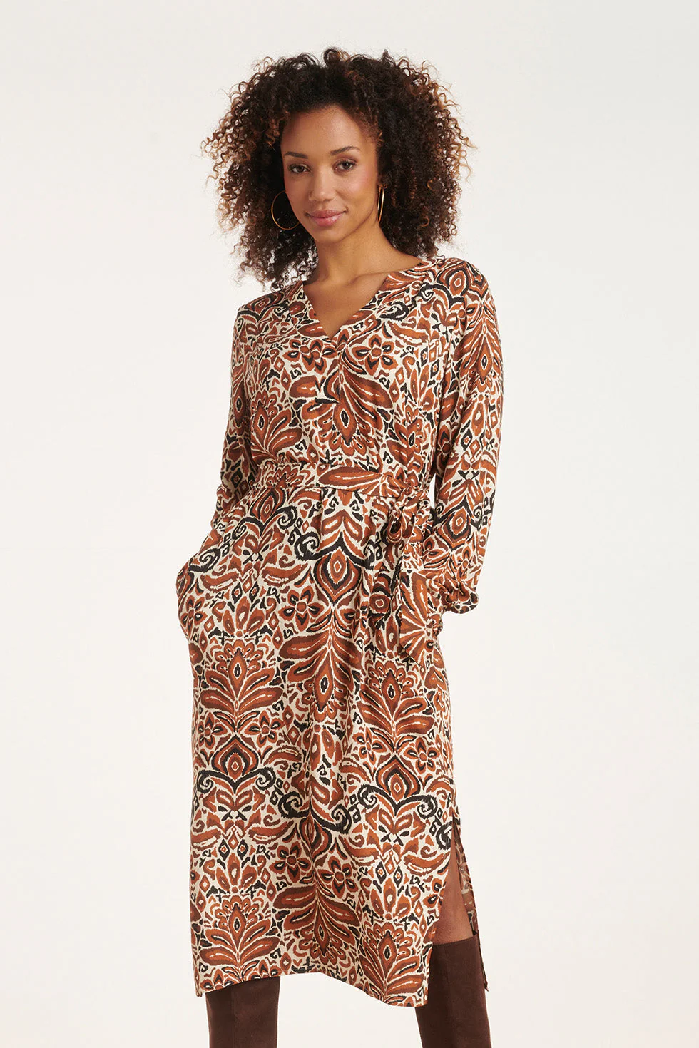 Smashed Lemon 24509 e paisley bedrukte midi jurk |
