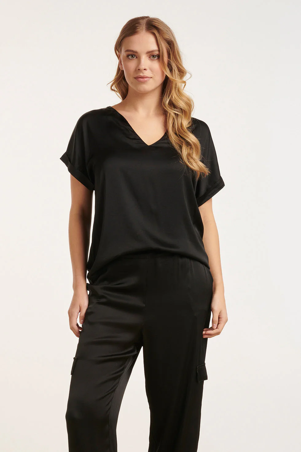 Smashed Lemon 24682 satijnen top met v-hals |