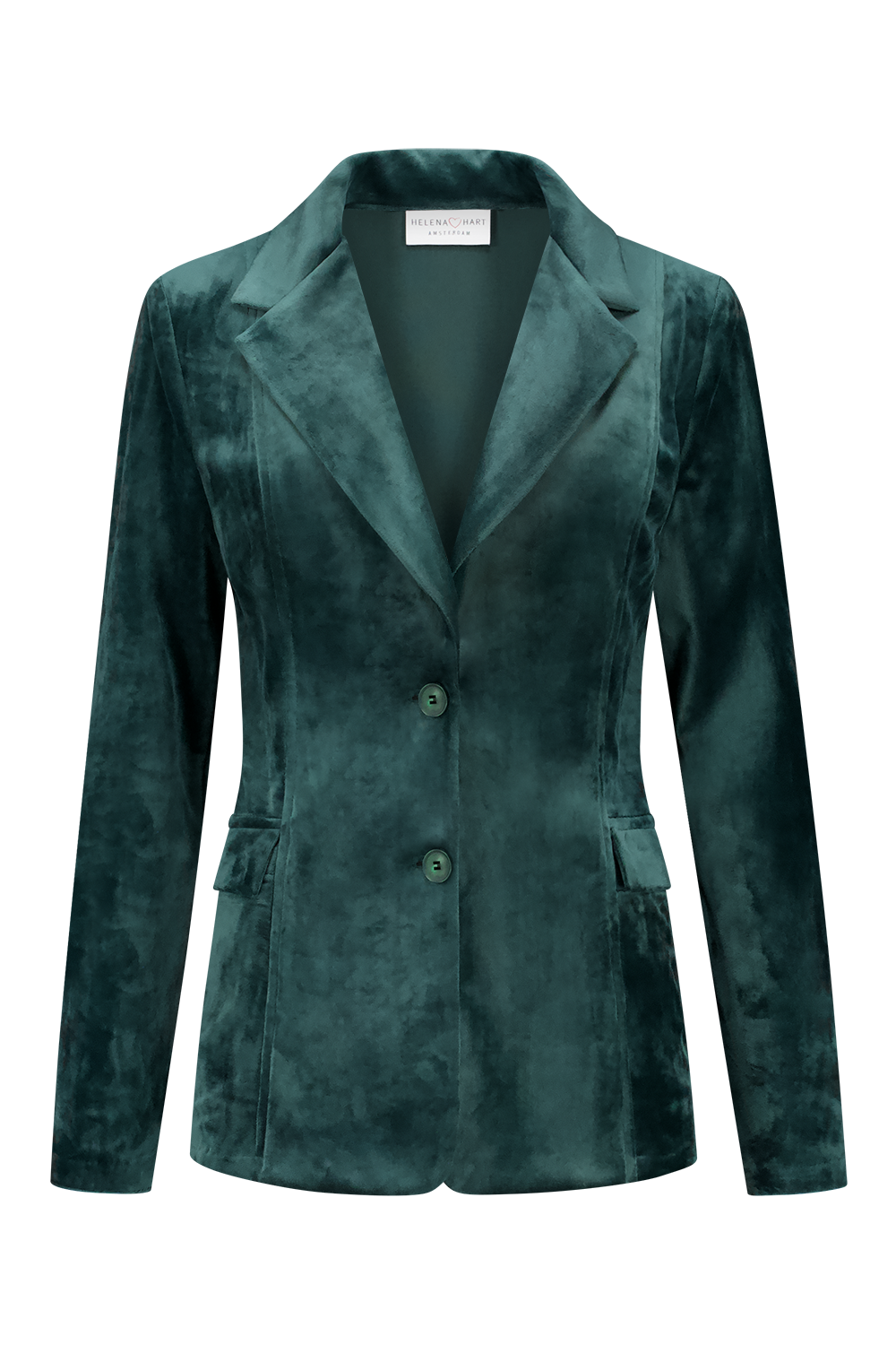 Afbeelding van Helena Hart 7425uni blazer velour midi uni green