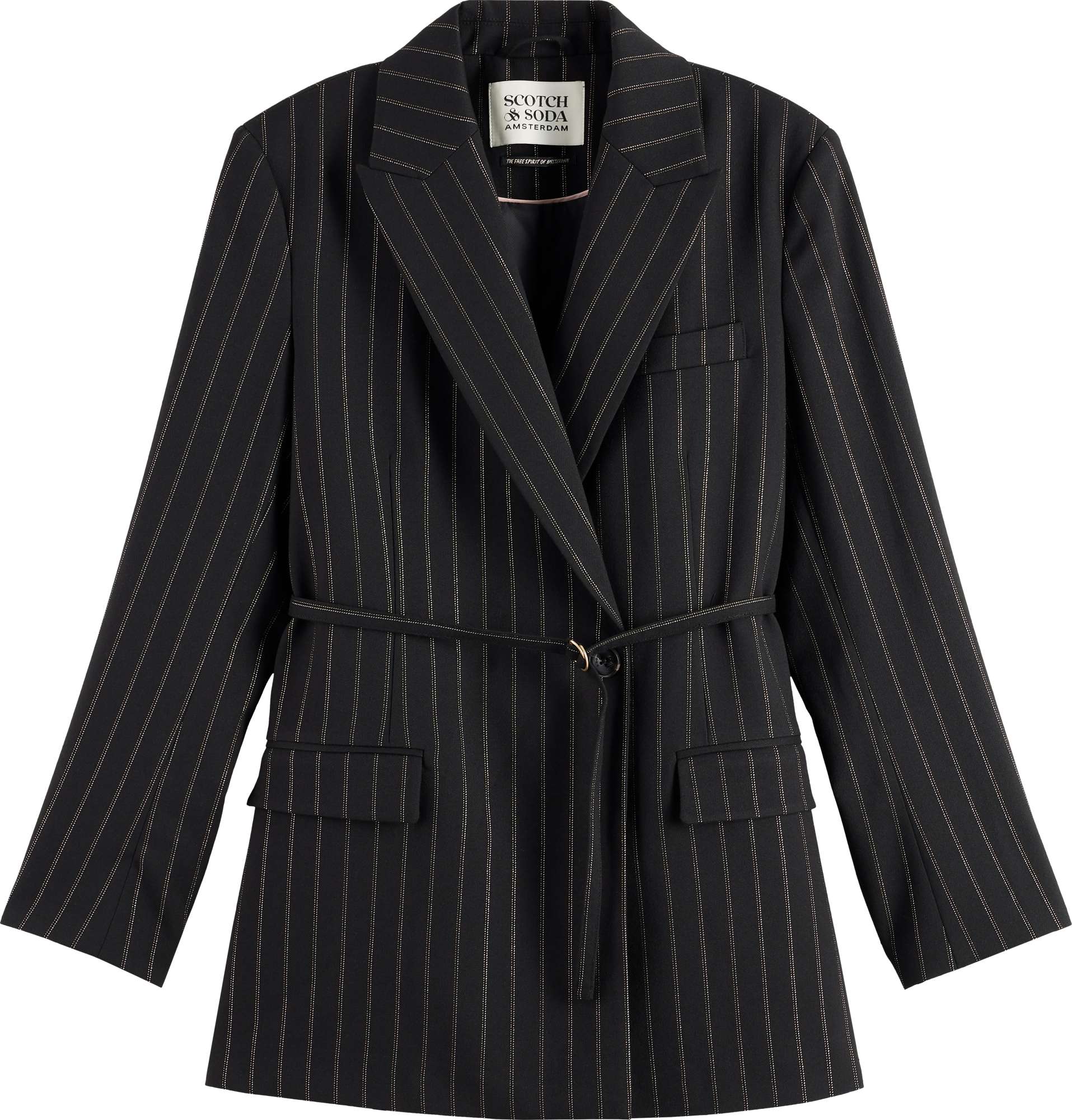 Afbeelding van Scotch & Soda Lurex pinstripe db blazer spruce aurora