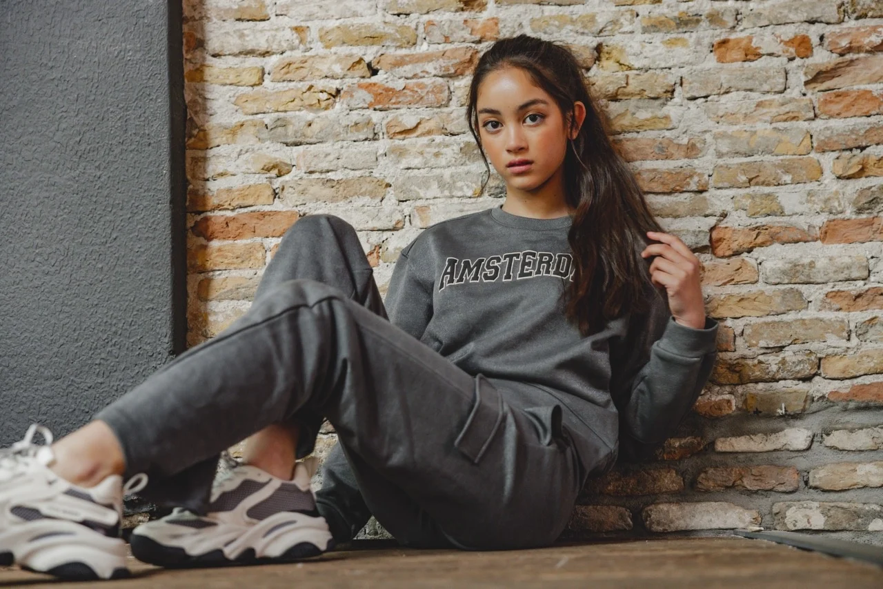 Looxs Revolution Sweater silver grey amsterdam voor meisjes in de kleur