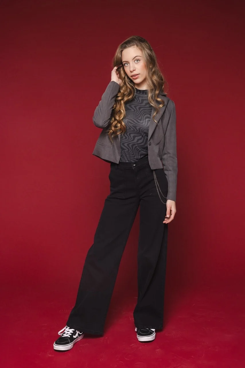 Looxs Revolution Cropped blazer grey melee voor meisjes in de kleur