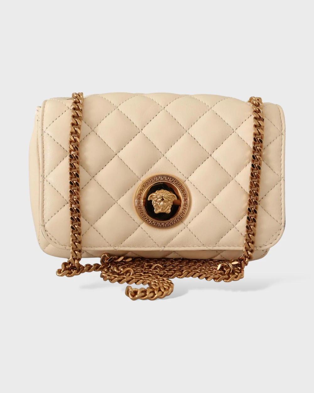 Versace Nappa leer medusa schoudertas beige