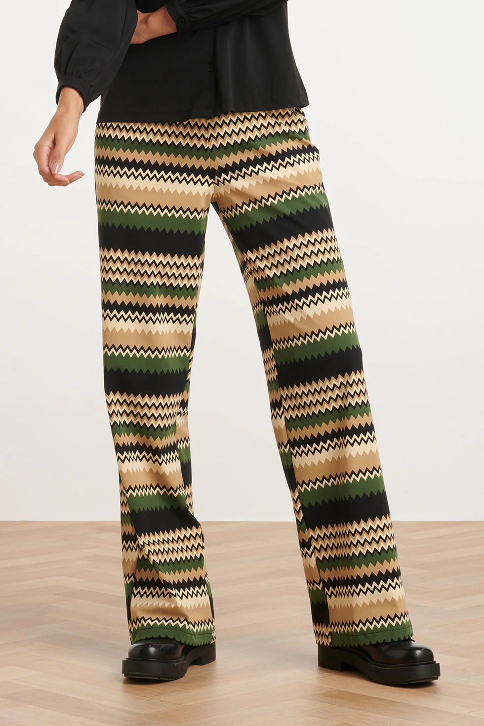 Smashed Lemon 24728 stijlvolle zigzag geprinte travel kwaliteit broek