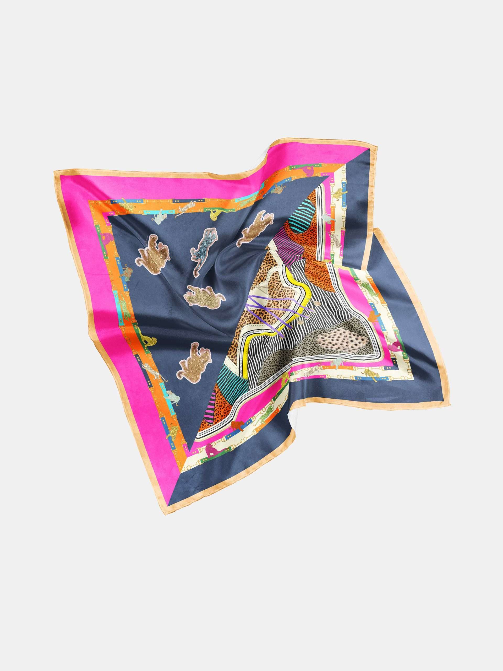 Mucho Gusto Zijden sjaal burano blauw met rood broches patchwork (copy) (copy) (copy)