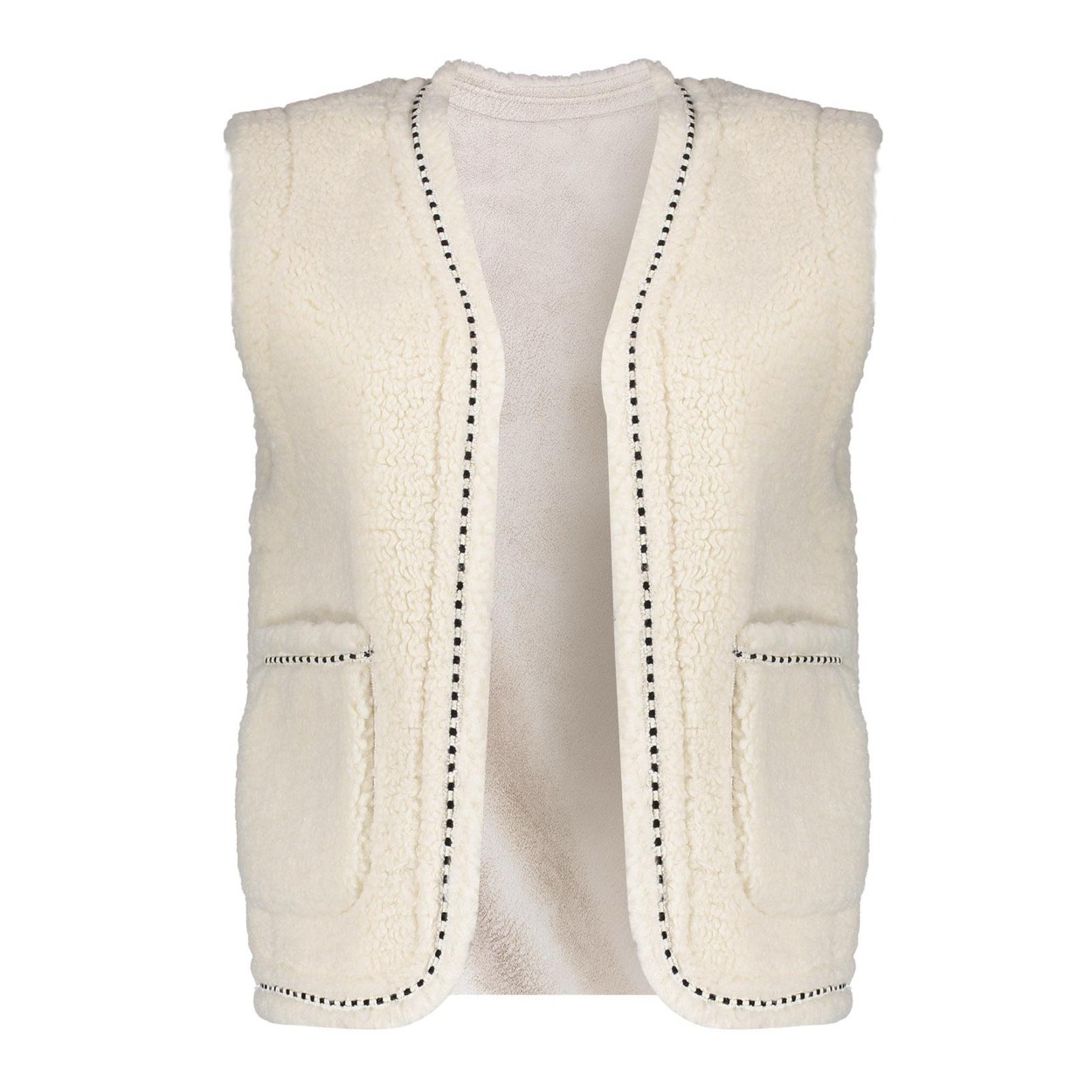 Afbeelding van Geisha Gilet teddy embroidery off-white