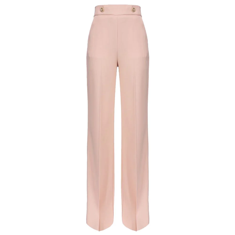 Pinko Roze stretch crèpe broek met gouden knopen