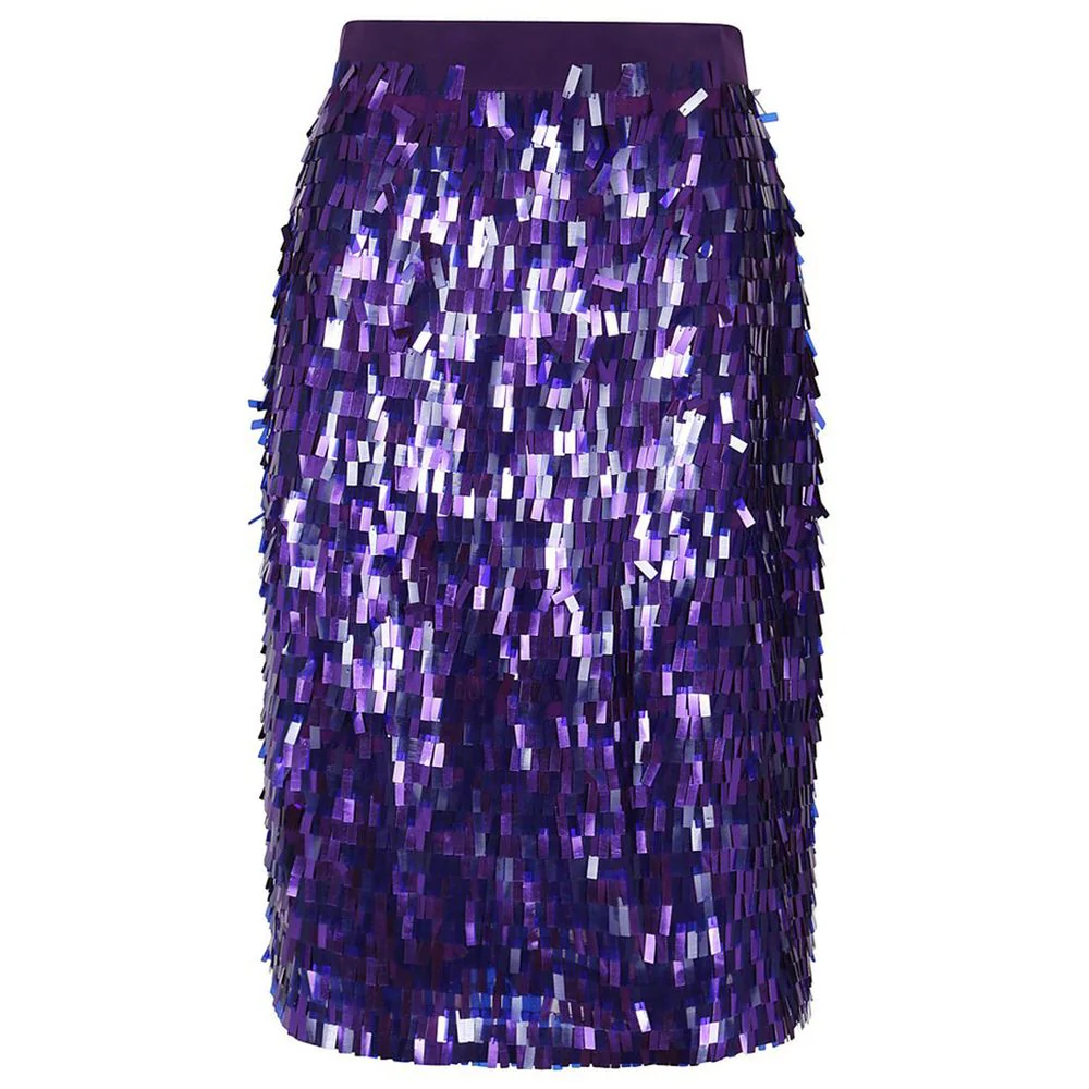 Pinko Paarse polyester midi rok met pailletten