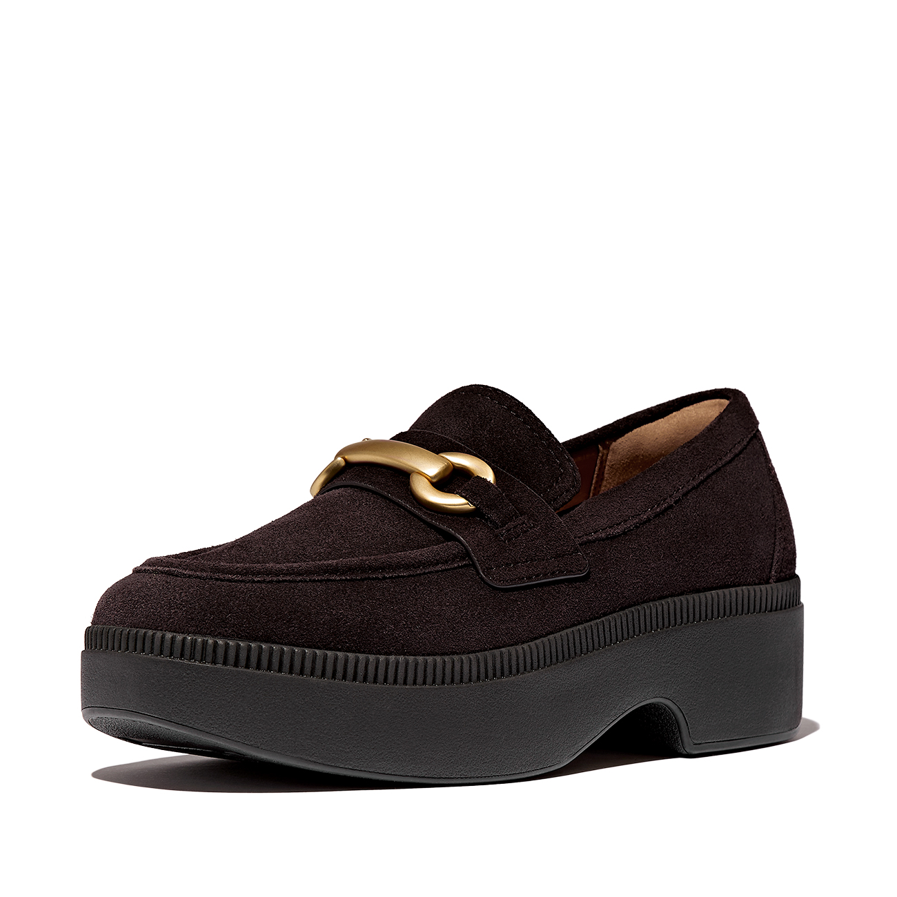 FitFlop F-luma chunky-snaffle suede demi-wedge loafers