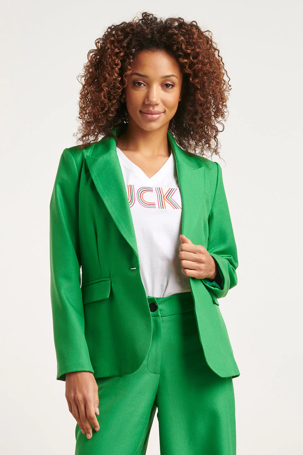 Smashed Lemon 23573 trendy blazer in felgroen