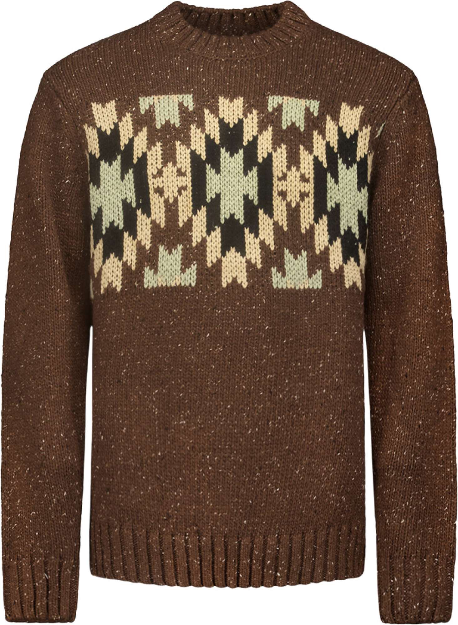 No Excess Pullover crewneck jacquard pattern brown