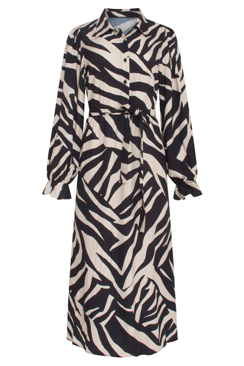 Smashed Lemon 23743-010-999 zebra print v-hals jurk in zwart en