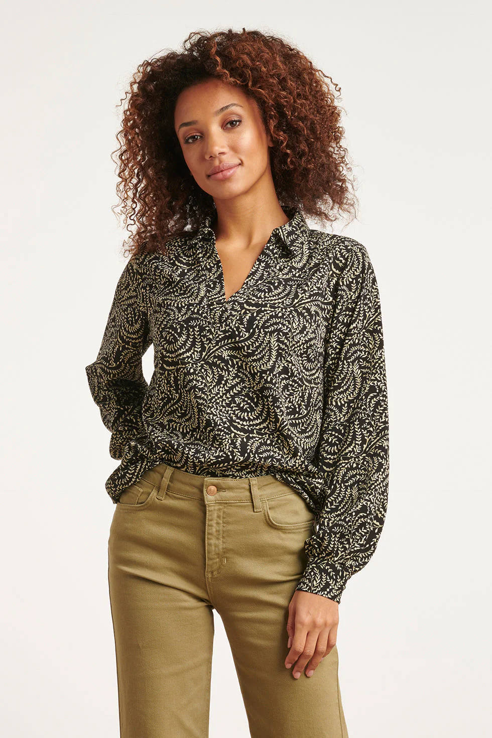 Smashed Lemon 23508 dames semi fitted blouse met knoopsluiting