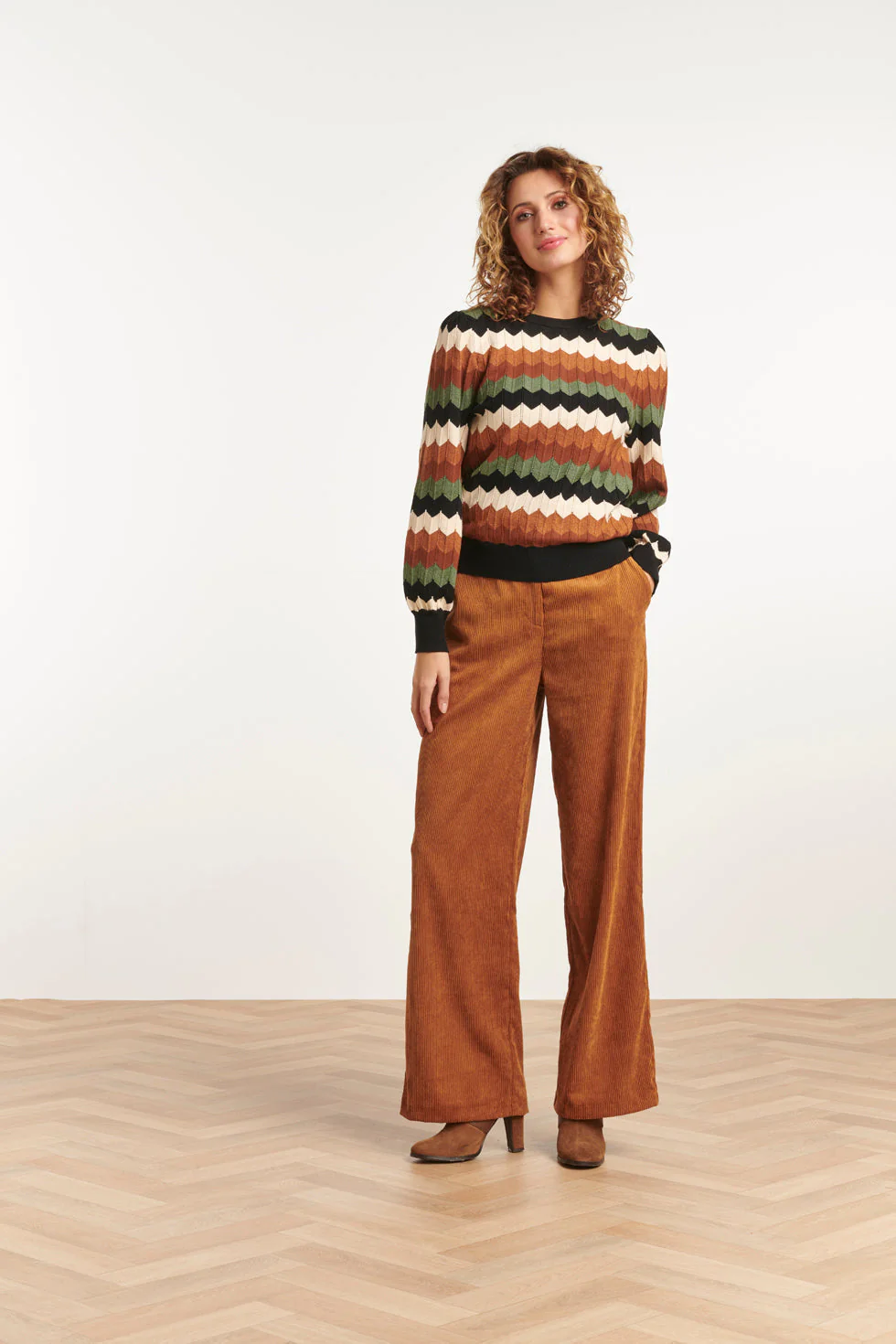 Smashed Lemon 23581 trendy wijde corduroy broek |