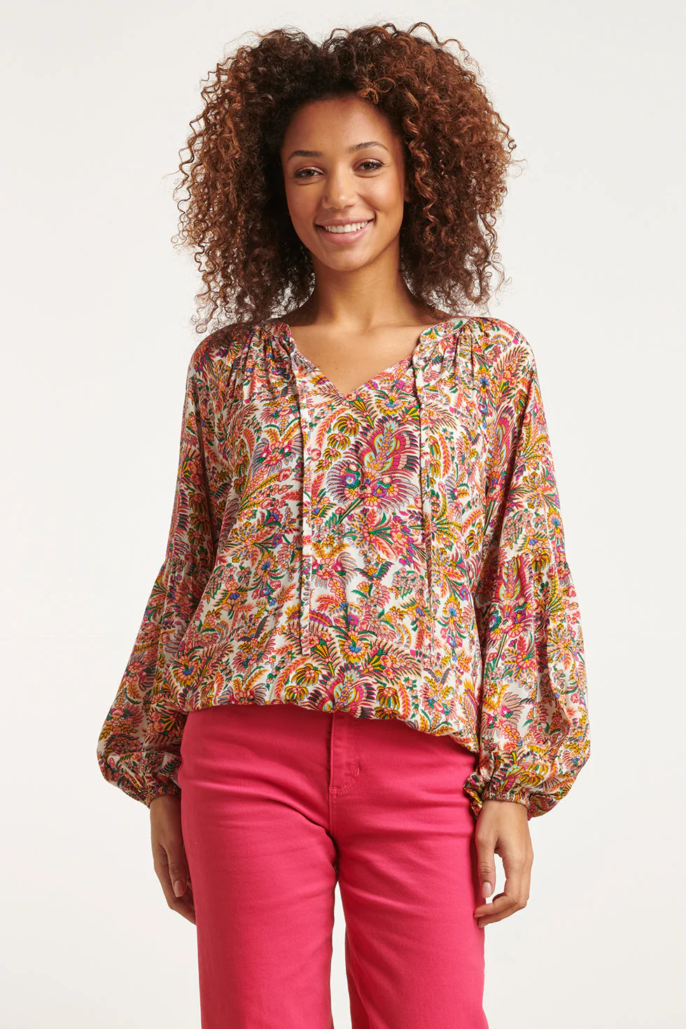 Smashed Lemon 23669 dames top met multikleur bloemen botanische print